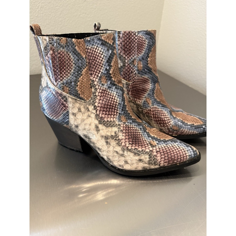 Western Y2K ARIDER GIRL Snake Print Ankle Boots Pointed Toe Women's 9